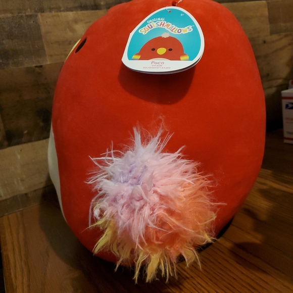 Squishmallow 14" Paco the Parrot Soft Red Plush Kellytoy Rainbow Fuzzy Wings NWT - Picture 2 of 10